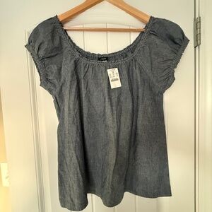 J. Crew Factory Chambray Cap Sleeve Top Size M NWT